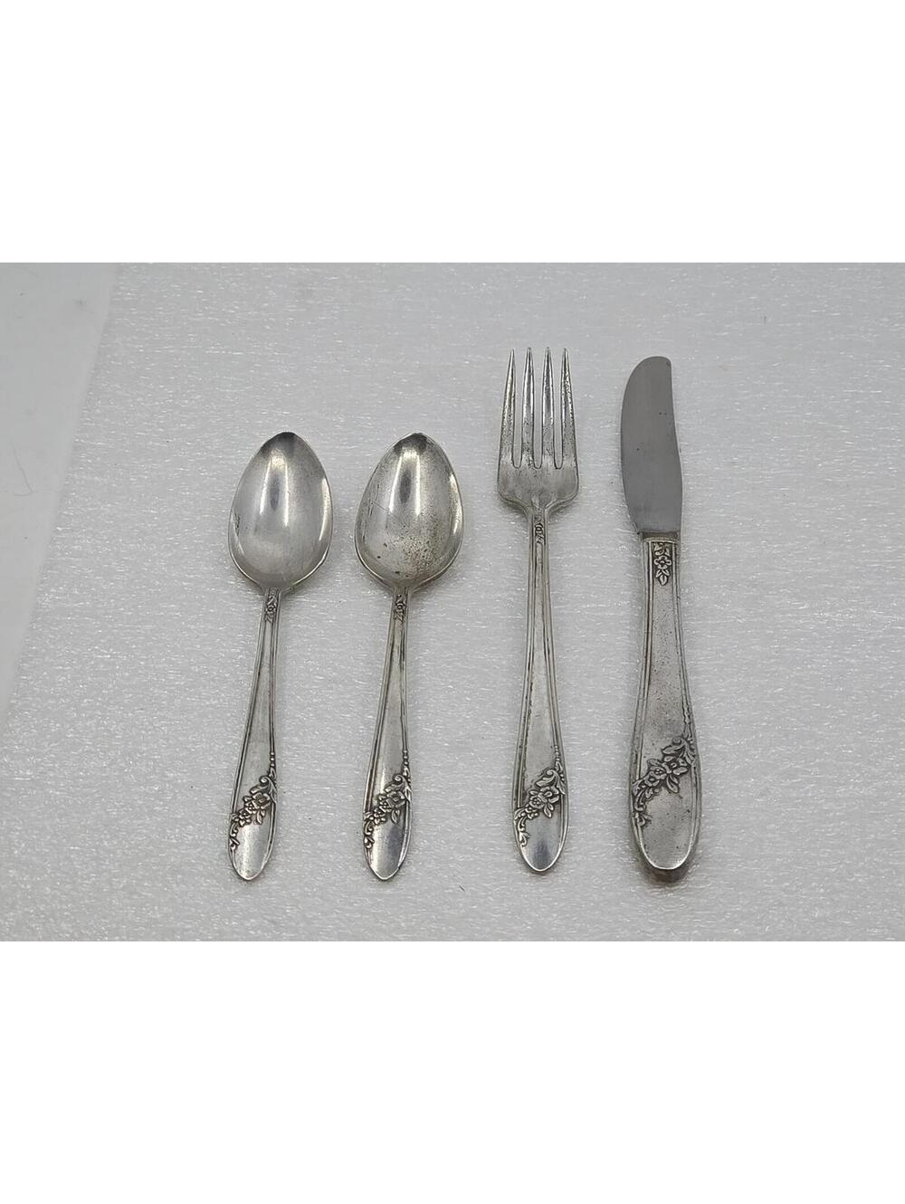Vintage Oneida Community Tudor Plate Flatware Lot Of 4 Queen Bess II Pattern